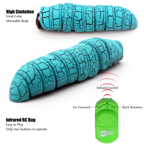 (Blue) Remote Control Caterpillar Toy Electric Infrared Simulation Worm Trick Toy 1