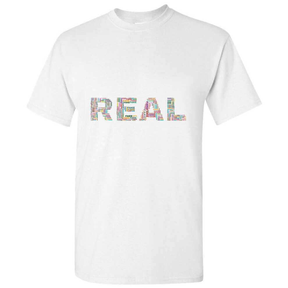 (2XL) Funny Colourful Novelty Real Fake 3D Art White Men T Shirt Tee Top