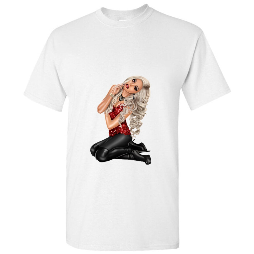 (L) Bloody Sexy Ladie Vampire Diaries Costume White Men T Shirt Tee Top