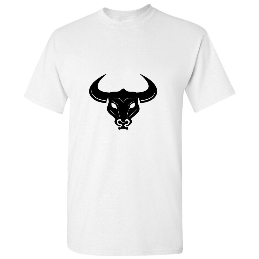 (White, 4XL) Taurus Bull Head Zodiac Horoscope Astrological Sign Men T Shirt Tee Top