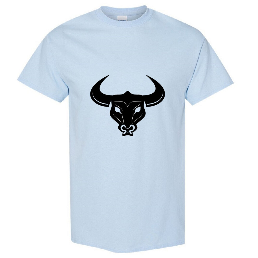 (Light Blue, S) Taurus Bull Head Zodiac Horoscope Astrological Sign Men T Shirt Tee Top