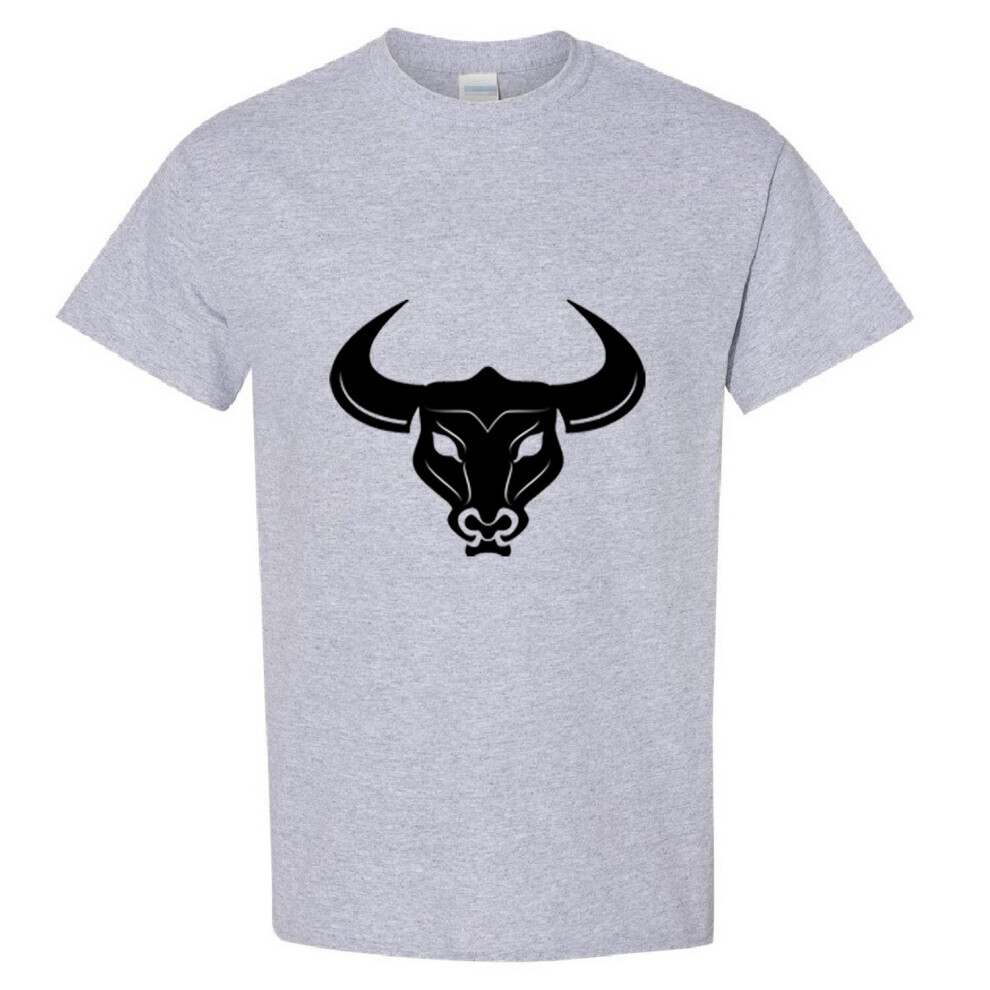 (Sport Grey, M) Taurus Bull Head Zodiac Horoscope Astrological Sign Men T Shirt Tee Top