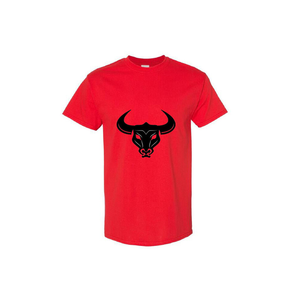 (Red, S) Taurus Bull Head Zodiac Horoscope Astrological Sign Men T Shirt Tee Top