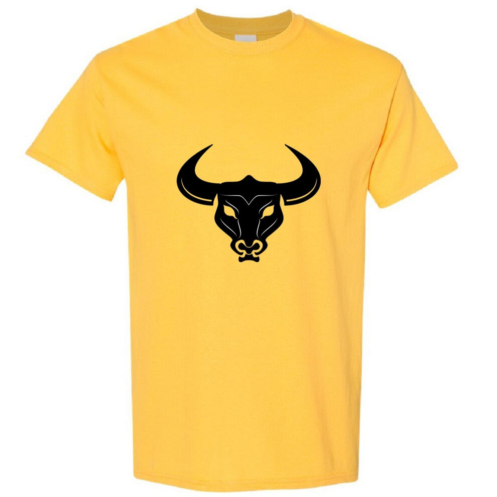 (Yellow, M) Taurus Bull Head Zodiac Horoscope Astrological Sign Men T Shirt Tee Top