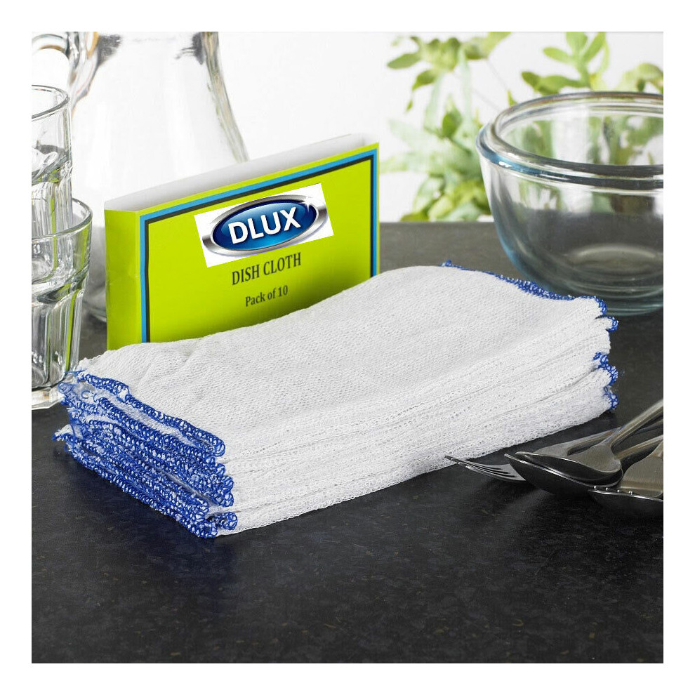 10 Large Dish Cloths 100% Cotton Rich Cleaning Cloth Washing Drying