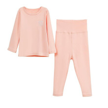 (Pink, 2XL 110cm) Kids Thermal Underwear Set Children Solid Winter Pajamas Set For Unisex