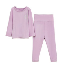 (Purple, XL 100cm) Kids Thermal Underwear Set Children Solid Winter Pajamas Set For Unisex