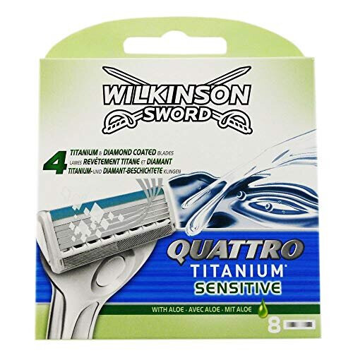 Wilkinson Sword Wilkinson Sword Quattro Titanium Sensitive Refill Razor Blade Cartridges, 8 Count