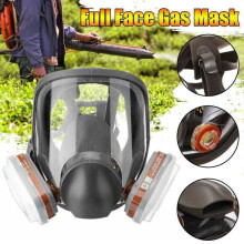 15-in-1 Full-Face Gas Mask Respirator for Paint Spraying & Chemical Protection, Silicone, Anti-Fog Lens, Double Cartridges