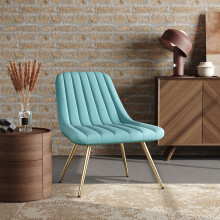 Velvet Upholstered Gold Metal Legs Lounge Accent Chair