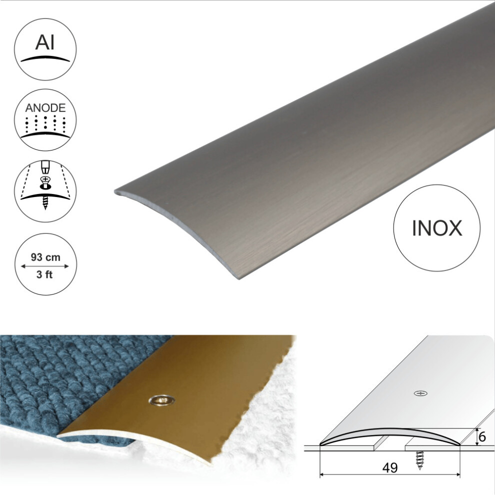 (0.93m, Inox) A04 49mm Anodised Aluminium Door Threshold Strip