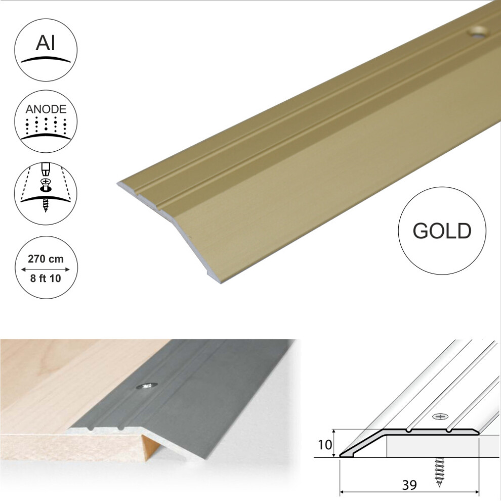 (2.7M, Gold) A11 40Mm Anodised Aluminium Door Threshold Ramp Profile 5906681467383
