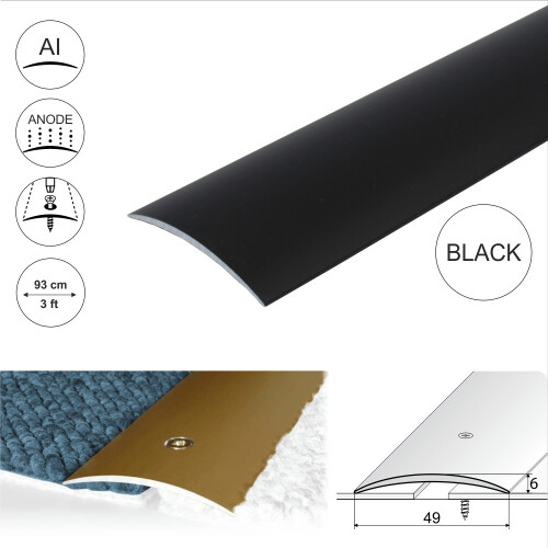 (0.93m, Black) A04 49mm Anodised Aluminium Door Threshold Strip 2
