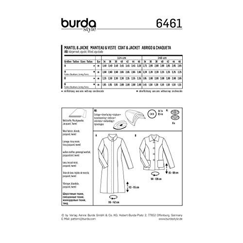 Burda Pattern 6461 Coat and Jacket, White, Paper, 19 x 14 x 0.5 cm 1