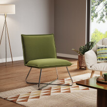 Modern Linen Accent Chair with Metal Base