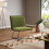 Living And Home Modern Linen Accent Chair with Metal Base 1