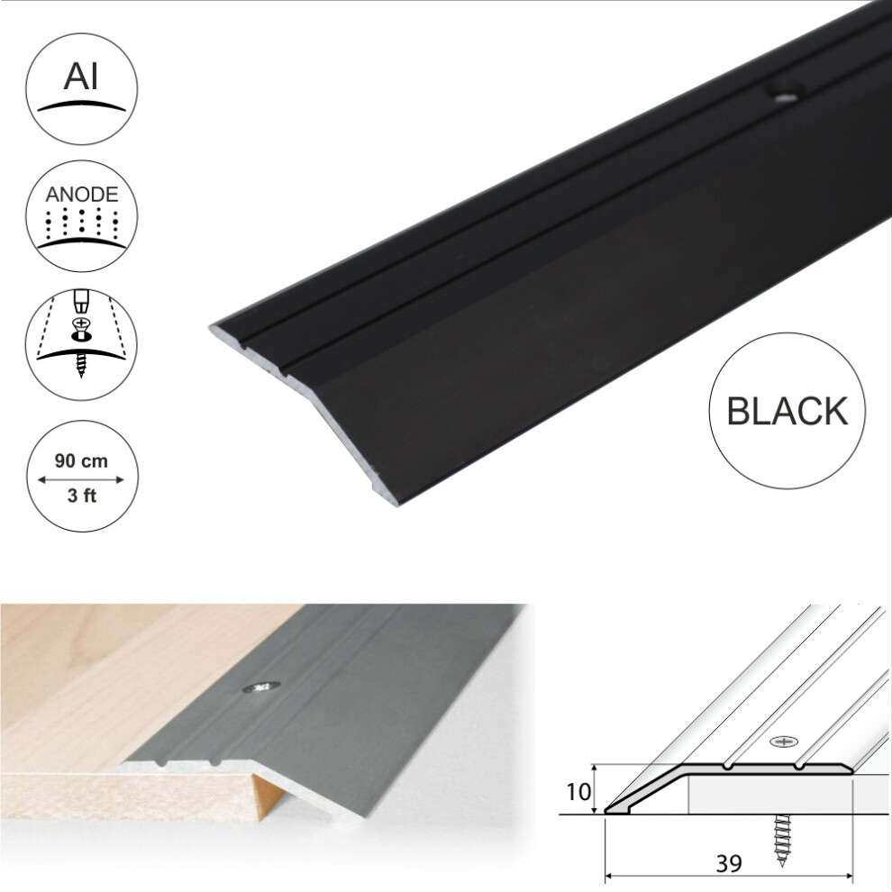 (0.9m, Black) A11 40mm Anodised Aluminium Door Threshold Ramp Profile