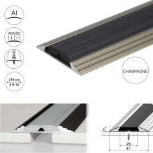 (2.7m, Champagne) A10 50mm Anodised Aluminium Flat Non Slip Door Threshold Strip