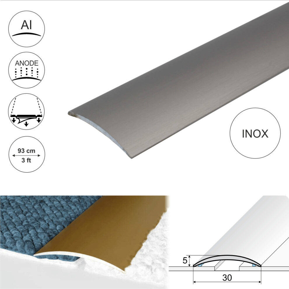 (0.93m, Inox) A03 30mm Anodised Aluminium Self Adhesive Door Threshold Strip