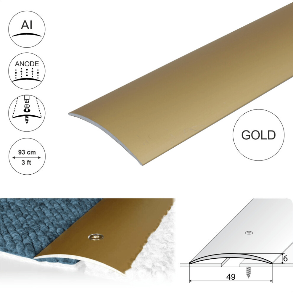 (0.93m, Gold) A04 49mm Anodised Aluminium Door Threshold Strip