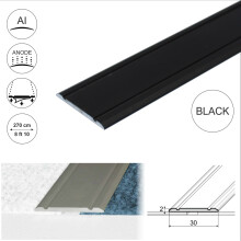 (2.7m, Black) A02 30mm Anodised Aluminium Flat Self Adhesive Door Threshold Strip