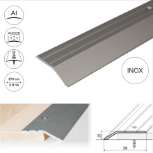 (2.7m, Inox) A11 40mm Anodised Aluminium Door Threshold Ramp Profile