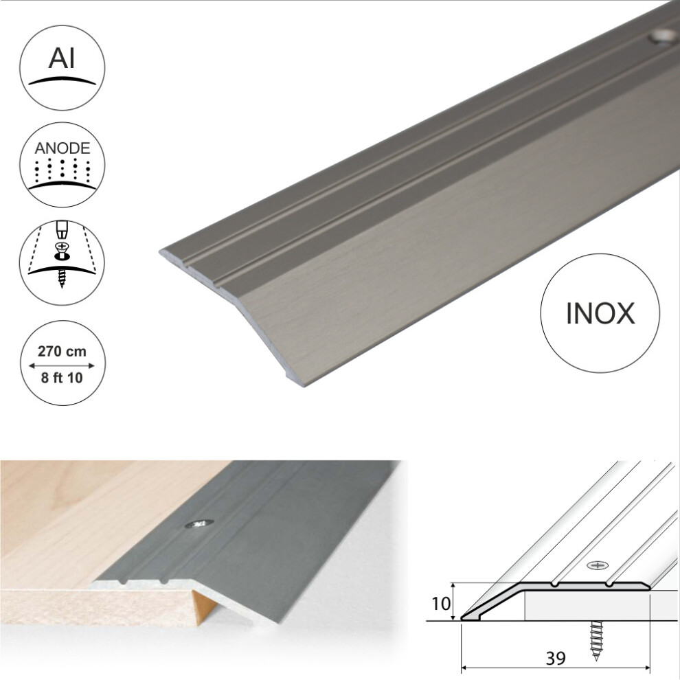 (2.7m, Inox) A11 40mm Anodised Aluminium Door Threshold Ramp Profile