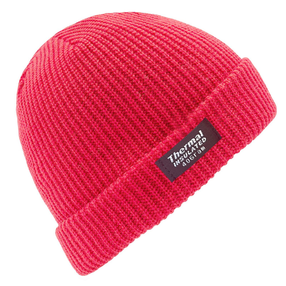 (Dark Pink) Womens Thinsulate Beanie Hat Fleece Lined Woolly