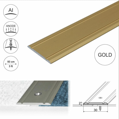 (0.93m, Gold) A02 30mm Anodised Aluminium Flat Door Threshold Strip 2