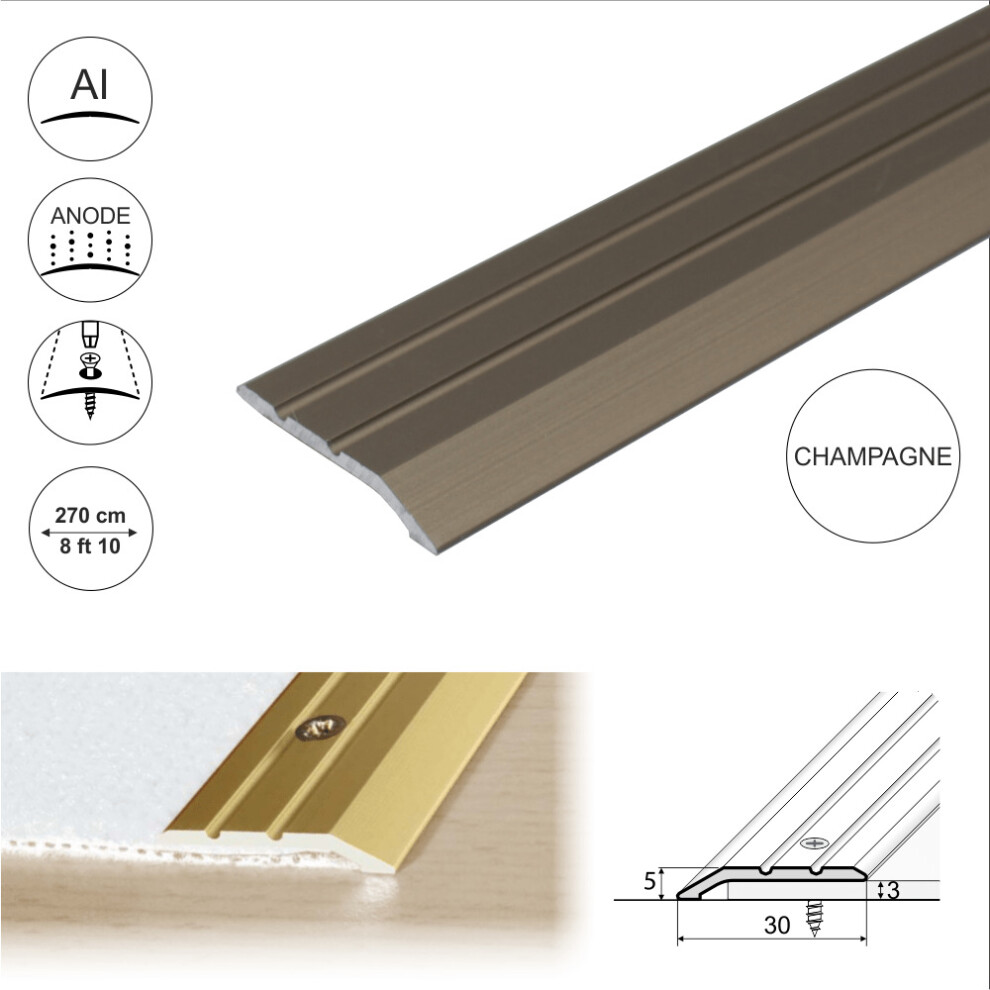 Cayrus (2.7M, Champagne) A01 30Mm Anodised Aluminium Door Threshold Ramp Profile