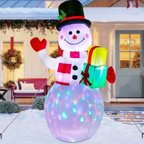 1.5m Christmas Inflatables Snowman with Rotating Lights Snowman Decor 1