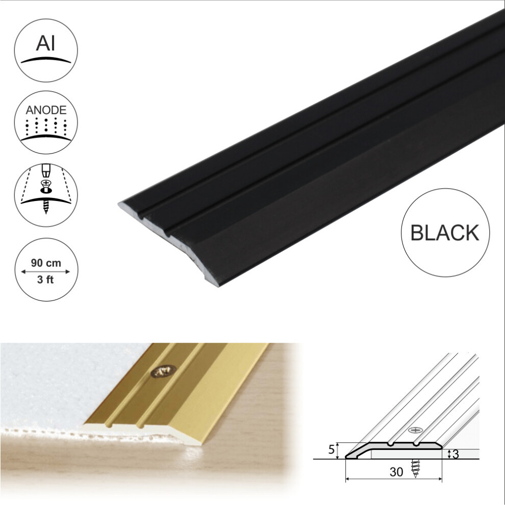 Cayrus Black (0.9M, ) A01 30Mm Anodised Aluminium Door Threshold Ramp Profile