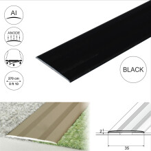 (2.7m, Black) A08 35mm Anodised Aluminium Flat Self Adhesive Door Threshold Strip