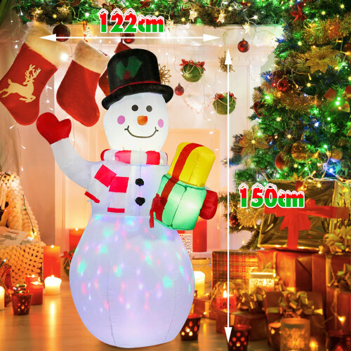 1.5m Christmas Inflatables Snowman with Rotating Lights Snowman Decor 2