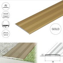 (2.7m, Gold) A08 35mm Anodised Aluminium Flat Self Adhesive Door Threshold Strip