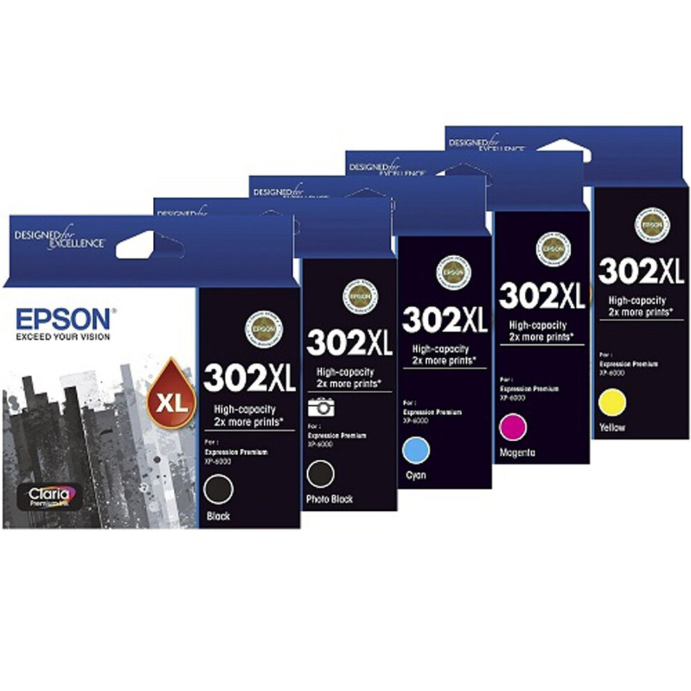 GENUINE Original Epson 302XL 5 Colours Value Pack Ink Cartridge Claria Premium