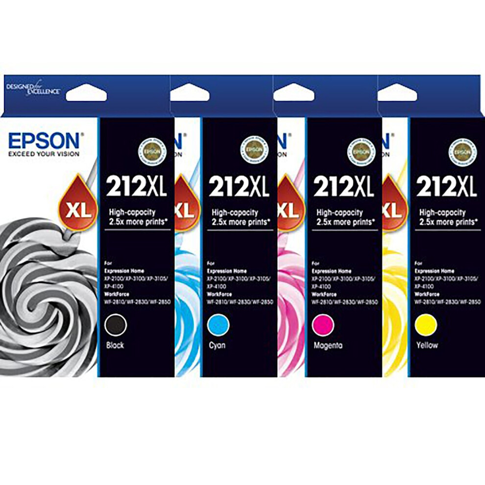 GENUINE Original Epson 212XL Black Cyan Yellow Magenta Ink Cartridge Toner 4 Colours Value Pack