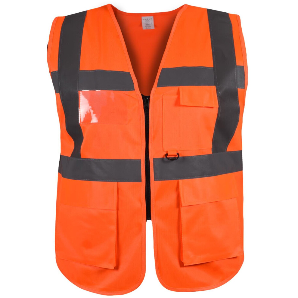 (M, Orange) True Face HiVis High Visibility Safety Zip Vest UK