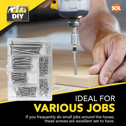 SOL 110pk Wood Screws Assortment | Countersunk Screw Set 2