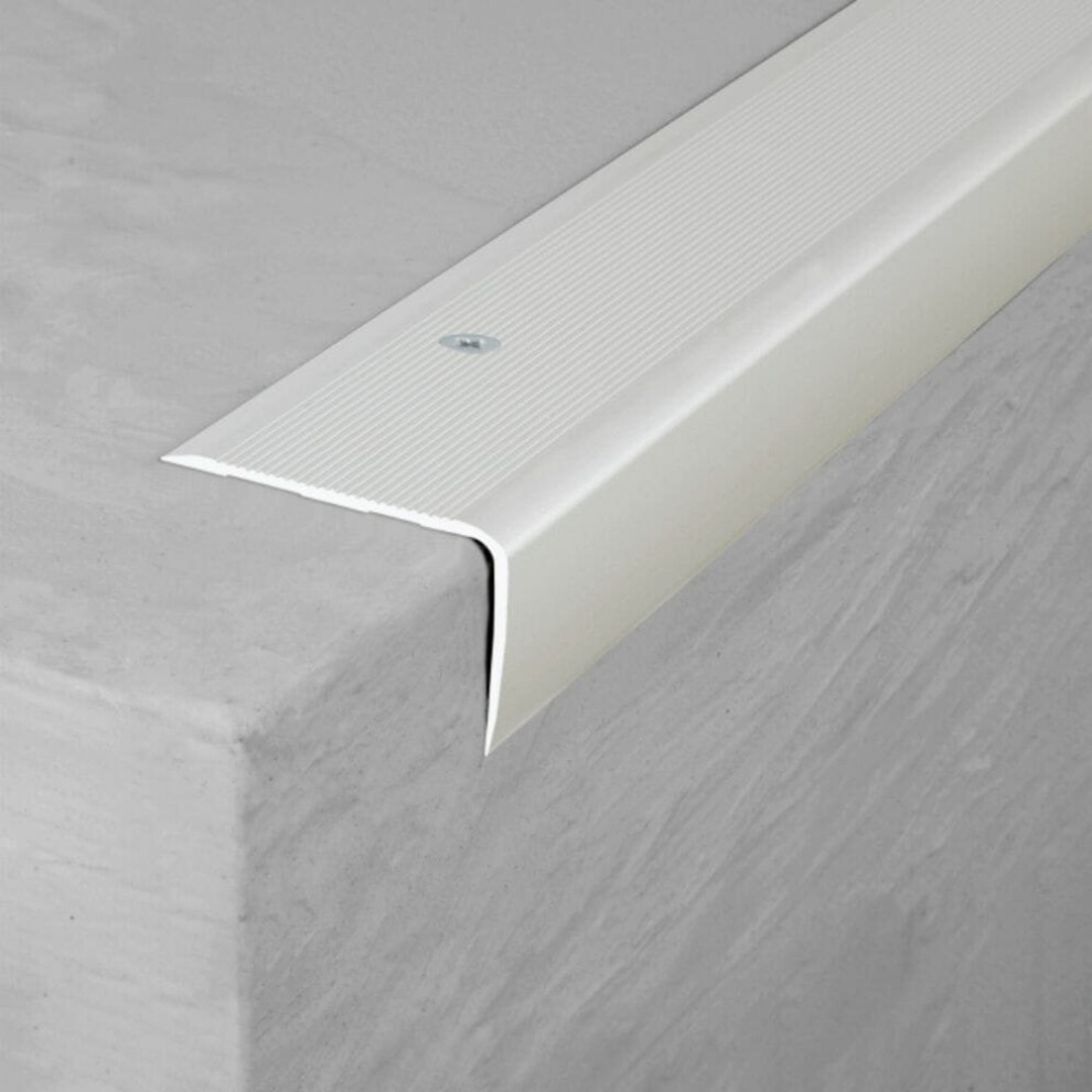 (0.9M, Inox) A42 41 X 26.6Mm Anodised Aluminium Non Slip Ribbed Treads Stair Nosing Edge Trim 5908293128874