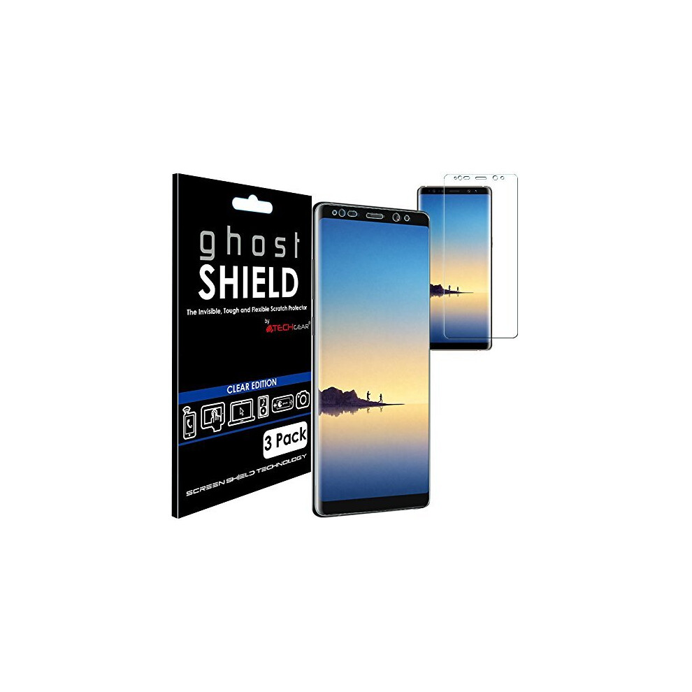 [3 Pack] TECHGEAR Screen Protectors to fit Samsung Galaxy Note 8 [ghostSHIELD Edition] Genuine Reinforced TPU Screen Protector Guard Covers with Full