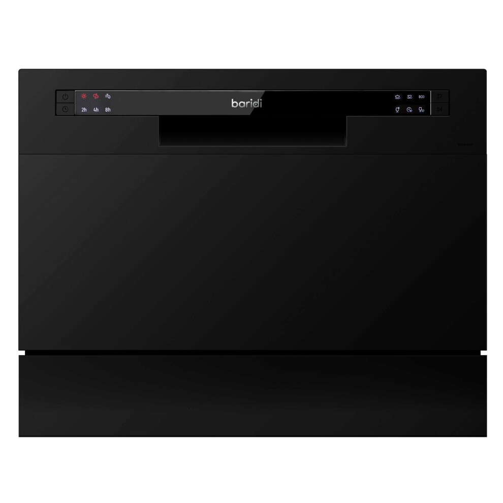 Compact Tabletop Dishwasher 6 Place Settings, 6 Programmes, Low Noise, 6.5L Cycle - Black - DH85