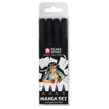 Pennarelli - PIGMA - Sensei - Set di 4 - Nero - Punta di 0,3 a 1 mm - Professionale