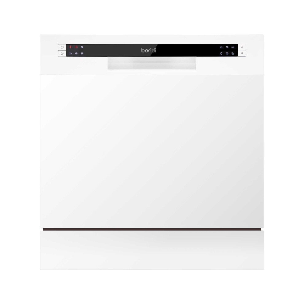 Compact Tabletop Dishwasher 8 Place Settings, 6 Programmes, Low Noise, 8L Cycle - White - DH86