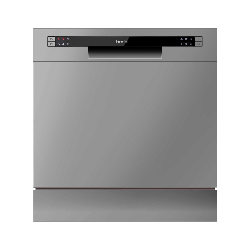 Compact Tabletop Dishwasher 8 Place Settings, 6 Programmes, Low Noise, 8L Cycle - Silver - DH87