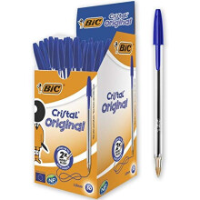 BIC Cristal Original Ball Point Pen - Pack of 50 Pens - Medium Point (1.0 mm) - Blue Ink