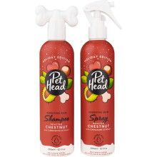 Pet Head Holiday Edition Chestnut Shampoo & Spray Gift Set - Warm Chestnut Fragrance with Clove, Nutmeg & Caramel, Cocoa Butter & Aloe Vera