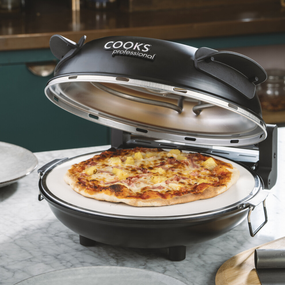 Cooks Professional Pizza Oven Electric Authentic Stone Baked Pizza 30cm 12" Tabletop Home Kitchen