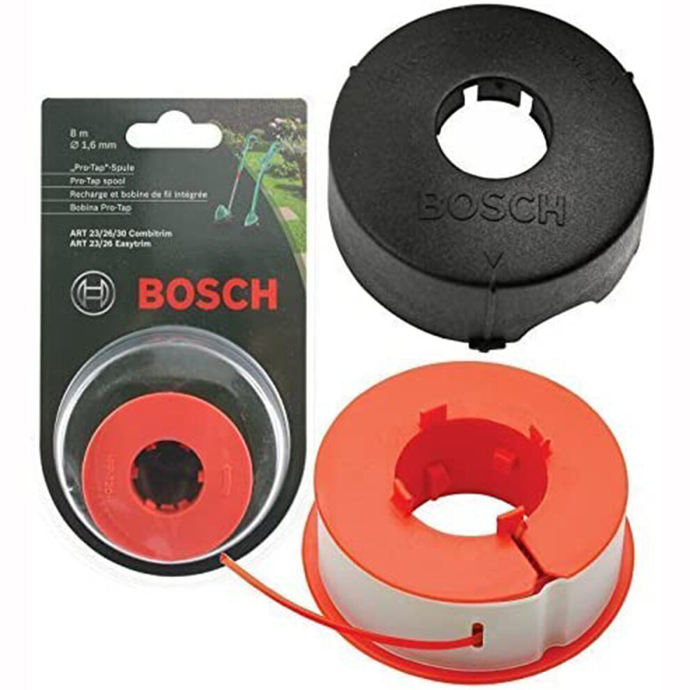 Bosch Genuine Art 23 26 30 Combitrim Easytrim Strimmer/Trimmer Pro-Tap Automatic Spool Line + Cover (8M)