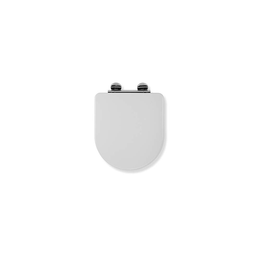 Croydex Flexi-Fix Garda D-Shape Always Fits Never Slips Slow Close Anti Bacterial Toilet Seat, Wood, White, 42 x 37.2 x 6 cm